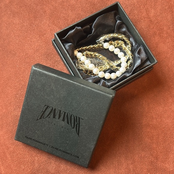 New Rare Romance modern Pearl and Gold Link Metal snake Necklace chain unisex - Picture 2 of 8